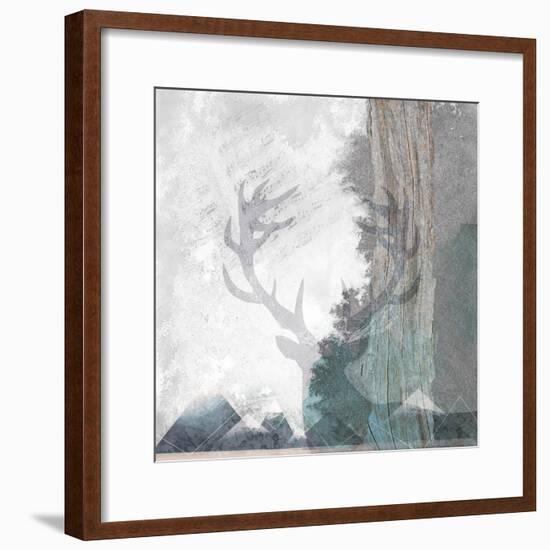 Deer and Mountains 1-Louis Duncan-He-Framed Art Print