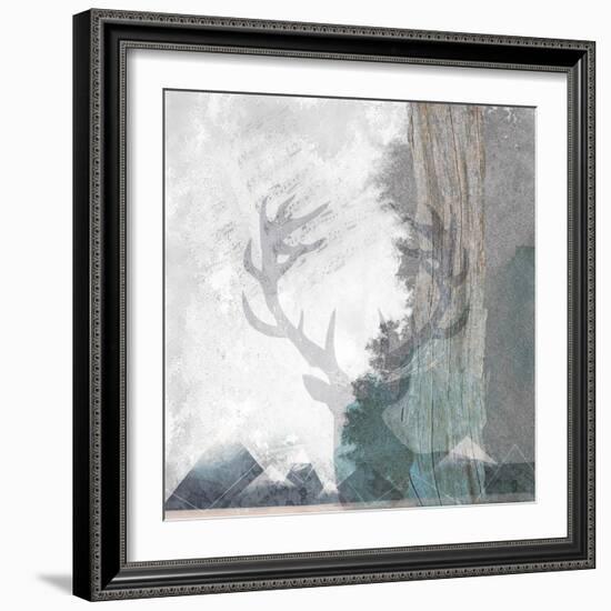 Deer and Mountains 1-Louis Duncan-He-Framed Art Print