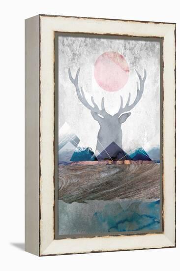 Deer and Mountains 2-Louis Duncan-He-Framed Stretched Canvas