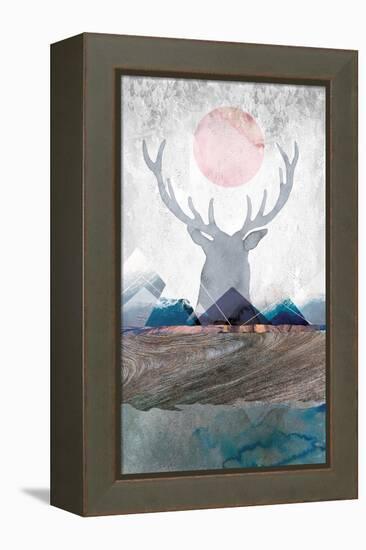 Deer and Mountains 2-Louis Duncan-He-Framed Stretched Canvas