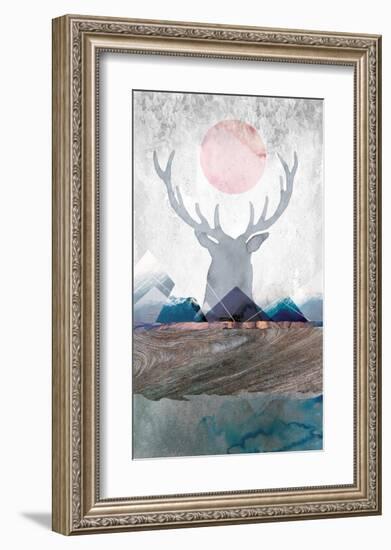 Deer and Mountains 2-Louis Duncan-He-Framed Art Print