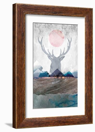 Deer and Mountains 2-Louis Duncan-He-Framed Art Print