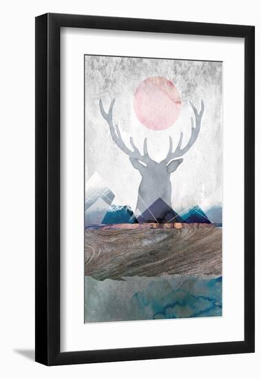 Deer and Mountains 2-Louis Duncan-He-Framed Art Print