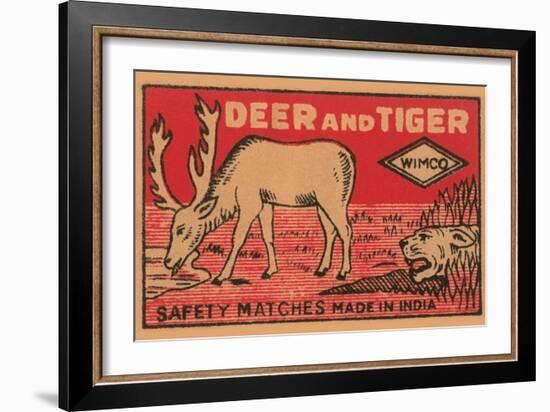 Deer And Tiger Safety Matches-null-Framed Art Print