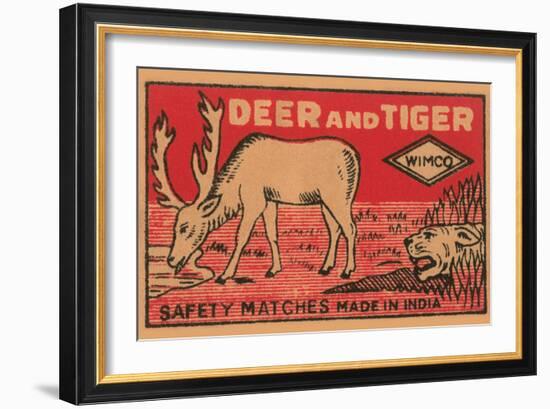 Deer And Tiger Safety Matches-null-Framed Art Print