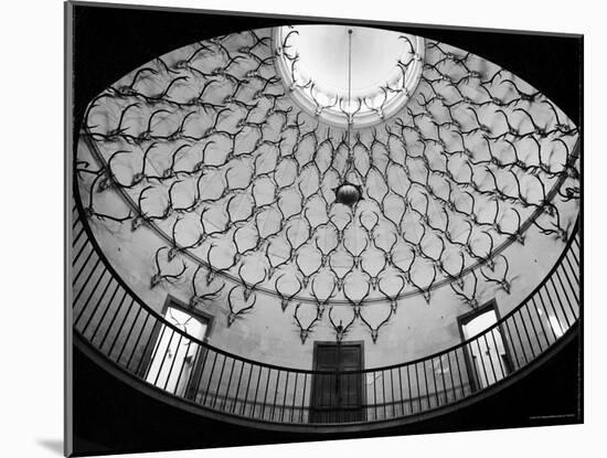 Deer Antlers Hanging in Domed Ceiling of Gordon Castle-William Sumits-Mounted Photographic Print