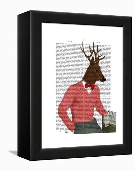 Deer at the Bar-Fab Funky-Framed Stretched Canvas