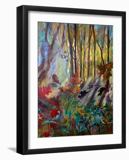 Deer at Water in Woods-Robin Maria-Framed Art Print