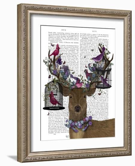 Deer Birdkeeper, Tropical Bird Cages-null-Framed Art Print