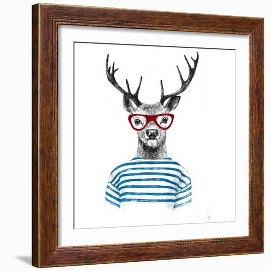 Deer Dressed up in Hipster Style-mart_m-Framed Art Print