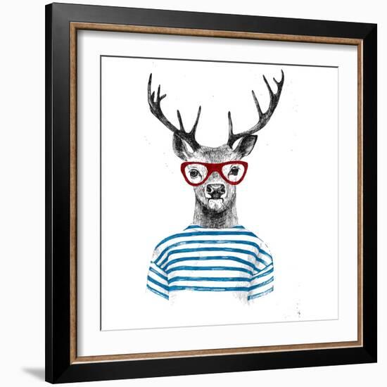 Deer Dressed up in Hipster Style-mart_m-Framed Art Print