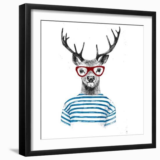 Deer Dressed up in Hipster Style-mart_m-Framed Art Print