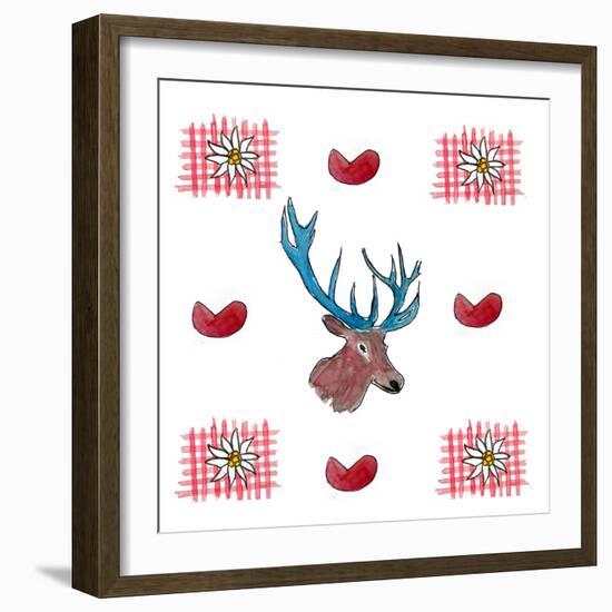 Deer, Hearts, Love & Edelweiss-Markus Bleichner-Framed Art Print