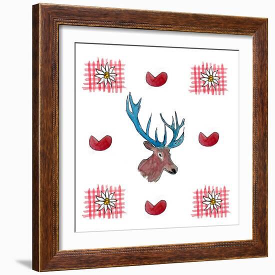 Deer, Hearts, Love & Edelweiss-Markus Bleichner-Framed Art Print