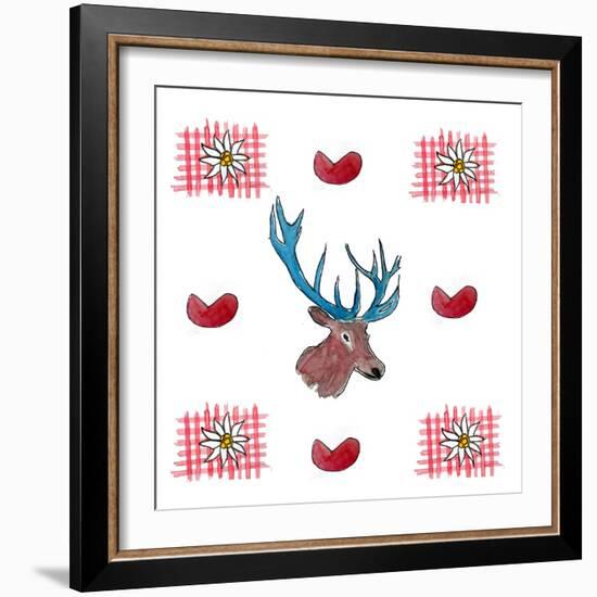 Deer, Hearts, Love & Edelweiss-Markus Bleichner-Framed Art Print