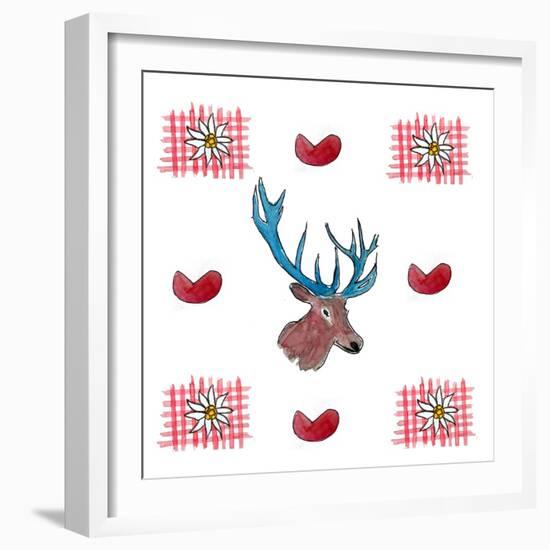 Deer, Hearts, Love & Edelweiss-Markus Bleichner-Framed Art Print