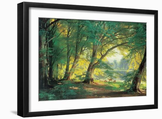 Deer in a Forest-Carl Frederic Aagaard-Framed Art Print