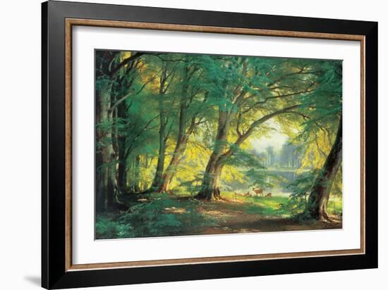 Deer in a Forest-Carl Frederic Aagaard-Framed Art Print