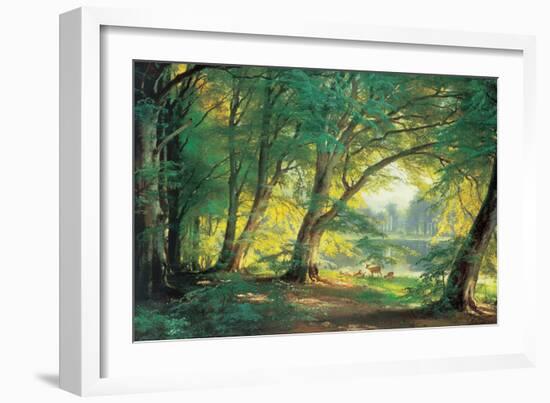 Deer in a Forest-Carl Frederic Aagaard-Framed Art Print