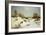 Deer in a Wooded Winter Landscape-Julius Arthur Thiele-Framed Giclee Print