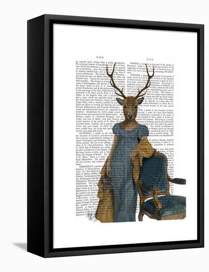 Deer in Blue Dress-Fab Funky-Framed Stretched Canvas