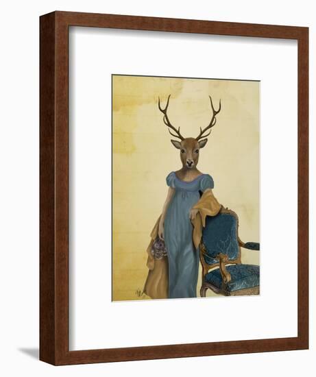 Deer in Blue Dress-Fab Funky-Framed Art Print