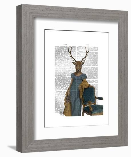 Deer in Blue Dress-Fab Funky-Framed Art Print