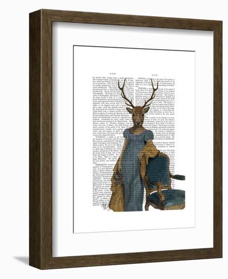 Deer in Blue Dress-Fab Funky-Framed Art Print