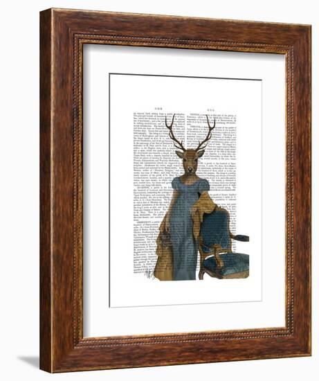 Deer in Blue Dress-Fab Funky-Framed Art Print