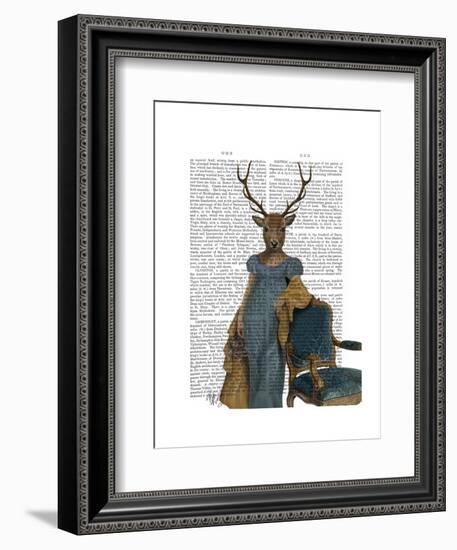 Deer in Blue Dress-Fab Funky-Framed Art Print