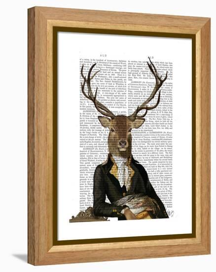 Deer in Chair-Fab Funky-Framed Stretched Canvas