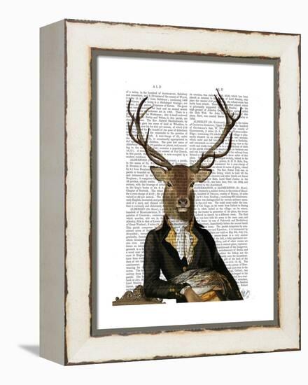 Deer in Chair-Fab Funky-Framed Stretched Canvas