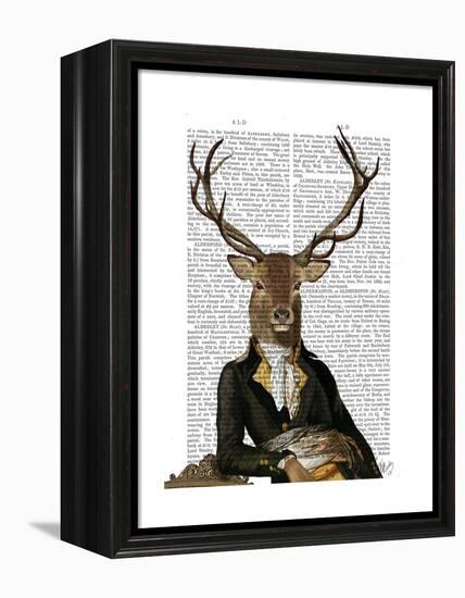 Deer in Chair-Fab Funky-Framed Stretched Canvas