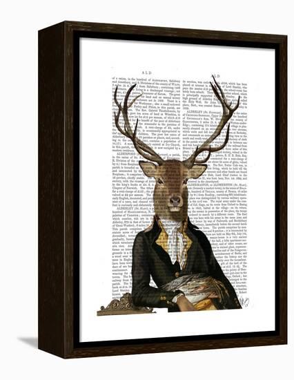 Deer in Chair-Fab Funky-Framed Stretched Canvas