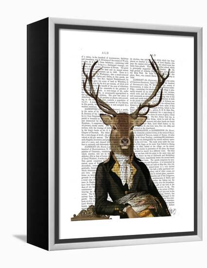 Deer in Chair-Fab Funky-Framed Stretched Canvas