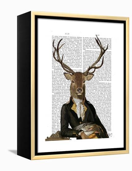 Deer in Chair-Fab Funky-Framed Stretched Canvas