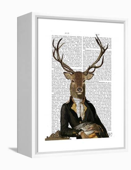 Deer in Chair-Fab Funky-Framed Stretched Canvas