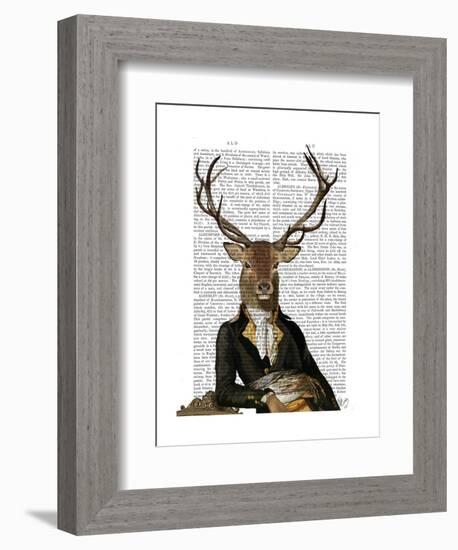 Deer in Chair-Fab Funky-Framed Art Print