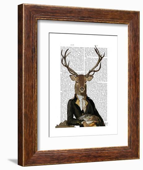 Deer in Chair-Fab Funky-Framed Art Print