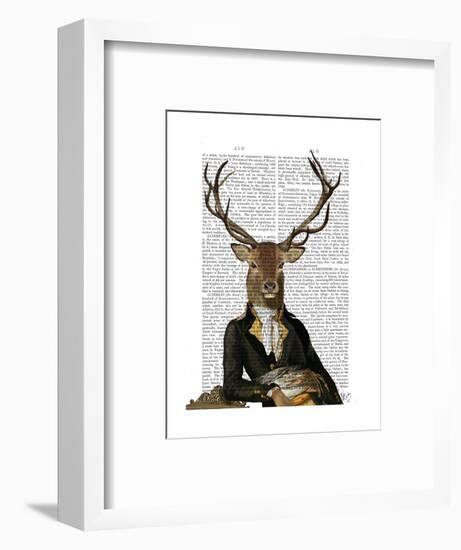 Deer in Chair-Fab Funky-Framed Art Print
