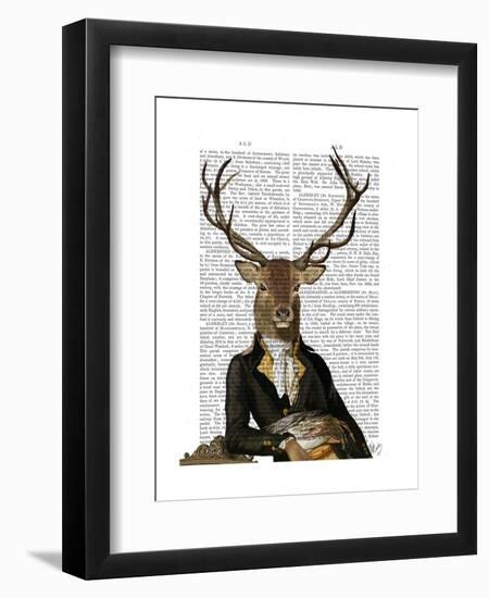 Deer in Chair-Fab Funky-Framed Art Print