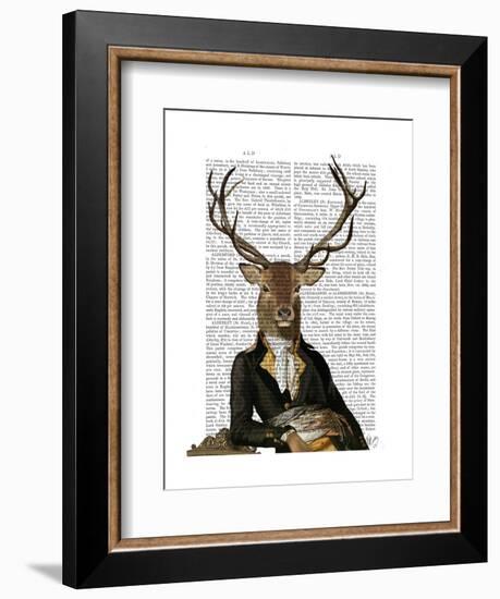 Deer in Chair-Fab Funky-Framed Art Print