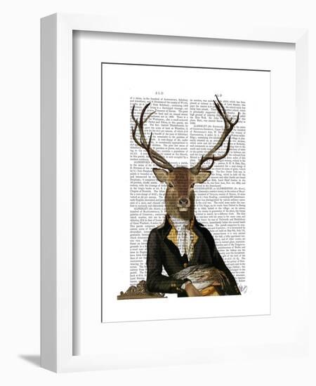 Deer in Chair-Fab Funky-Framed Art Print