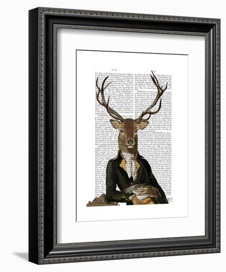 Deer in Chair-Fab Funky-Framed Art Print