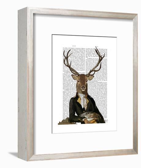 Deer in Chair-Fab Funky-Framed Art Print