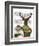 Deer in Christmas Sweater with Snowman-Fab Funky-Framed Art Print