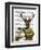 Deer in Christmas Sweater with Snowman-Fab Funky-Framed Art Print