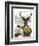 Deer in Christmas Sweater with Snowman-Fab Funky-Framed Art Print