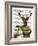 Deer in Christmas Sweater with Snowman-Fab Funky-Framed Art Print