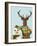 Deer in Christmas Sweater with Snowman-Fab Funky-Framed Art Print